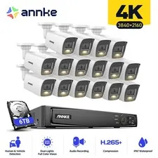 ANNKE 12MP 16CH NVR 4K Audio PoE IP Security Camera System Color Night Vision AI