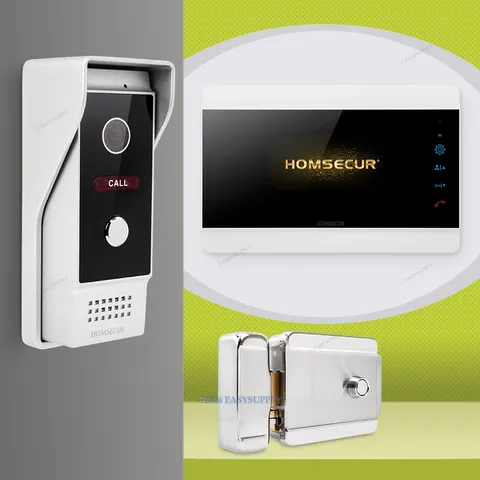 HOMSECUR HD Video Doorphone Intercom Door Bell Door Unlock Monitoring Security
