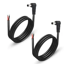 2 Pack 90 Degree DC Power Pigtails Cable, Right Angle DC 5.5mm x 2.5mm