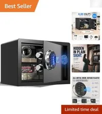 Secure 0.8 Cubic Feet Biometric Safe with Adjustable Shelf and LED Light