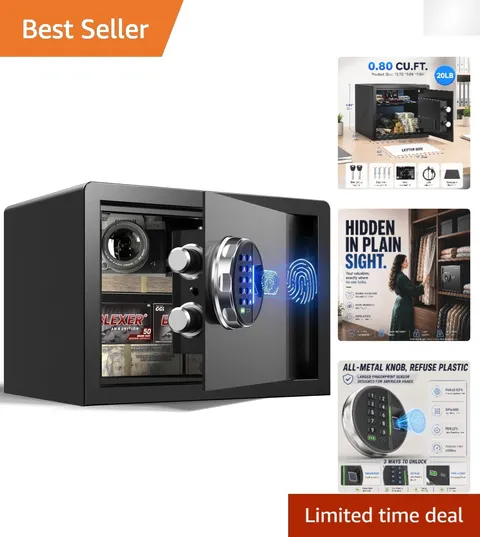 Secure 0.8 Cubic Feet Biometric Safe with Adjustable Shelf and LED Light