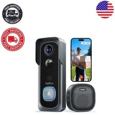 Waterproof 2K HD Video Doorbell with Infrared Night Vision & User-Friendly App