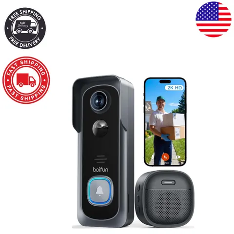 Waterproof 2K HD Video Doorbell with Infrared Night Vision & User-Friendly App