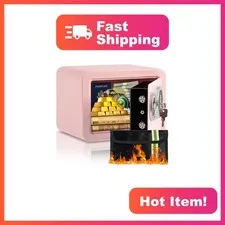 0.23 Cubic Feet Safe Box, Small Safe W/Fireproof Bag, Keys and Pass Code, Dig...