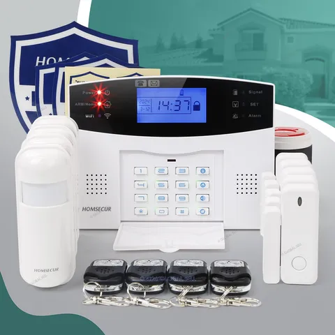 HOMSECUR Wireless &wired WIFI 4G SMS Autodial Burglar Alarm System SOS Intercom