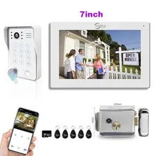 Video Door Phone intercom, 7 Inch Touch Monitor with Wired1080P doorbell system