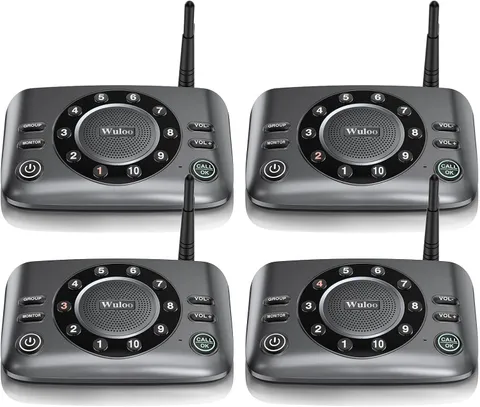 Wuloo Hands Free Intercoms Wireless Home Full Duplex 4 Pack