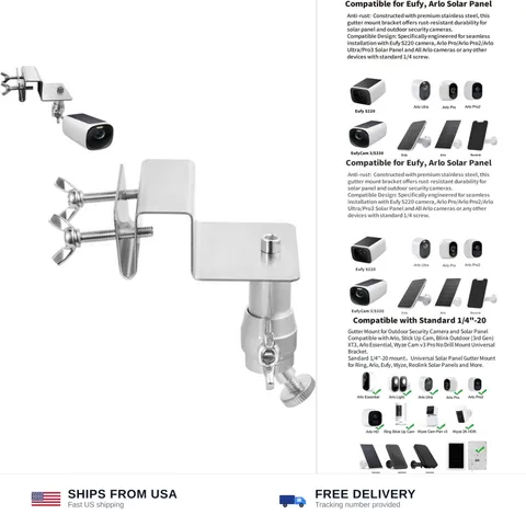 Tonton Stainless Steel Gutter Mount Compatible with eufy Security SoloCam S22...