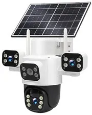 Triple-Lens Solar Camera Wireless Outdoor PIR Human Detect and Auto Track
