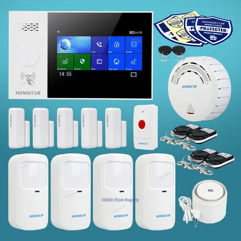 HOMSECUR Wireless WIFI 4G GSM RFID LCD Home House Alarm System+4 Pet-Immune PIR