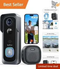 Wireless Video Doorbell Camera 2K HD Night Vision Motion Alerts Two‑Way Audio
