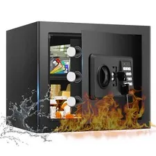 1.3 Cuft Small Fire Safe for Home Use, Anti-theft Fire Proof Safe Box with Di...