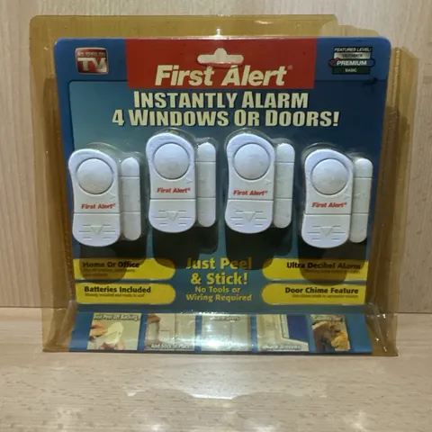 First Alert Instantly Alarm 4 Windows or Doors Peel & Stick security New