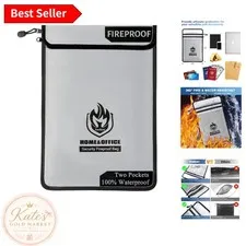 Portable Fireproof Money Bag 2000℉ - Waterproof Zippered Storage for Documents