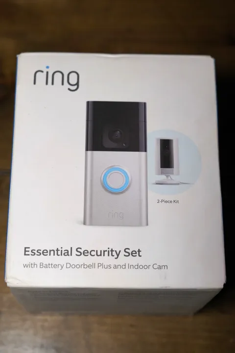 New & Sealed Ring Essential Security Kit with Battery Doorbell Plus & Indoor Cam