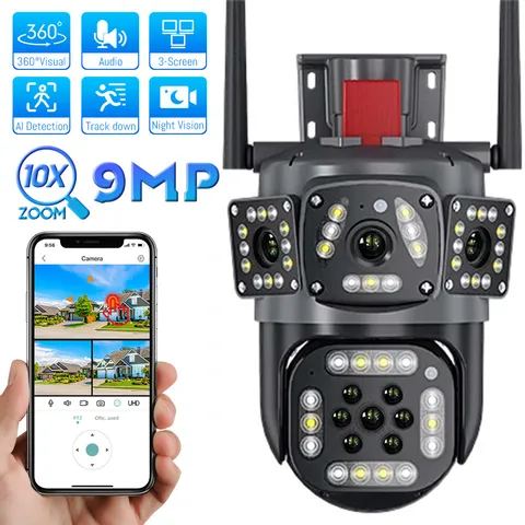 Camara De Seguridad 9MP HD WIFI Inalambrica Para Casa Exterior Con Audio y Video