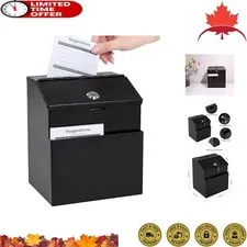 Sturdy Wall-Mounted Steel Suggestion Box with Secure Lock - Versatile Use