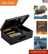 Secure Fire and Water Resistant Safe Box - Protect Documents, Jewelry & Cash