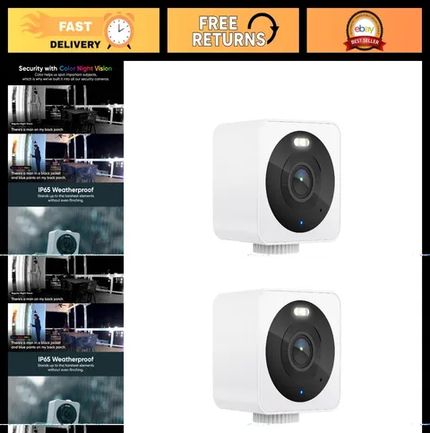 1080p Wi-Fi Smart Home Security Camera, Waterproof Indoor/Outdoor, Color Night V