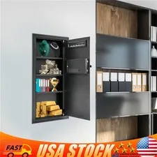 31.5" Tall Wall Safe Wall-mounted Safe with Keys Black Hidden Wall Safe for Home
