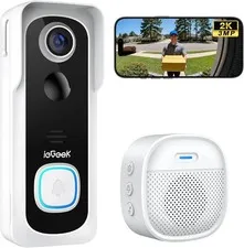 Wireless Doorbell Camera 2K HD PIR Motion Detection No Subscription White
