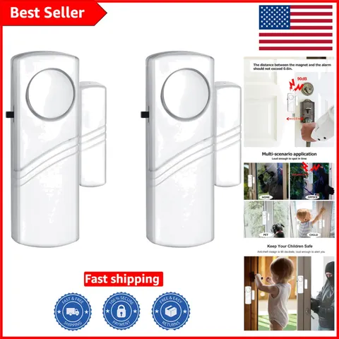 Magnetic Sensor Security Alarm for Doors and Windows - 2 Pack, Durable & Loud