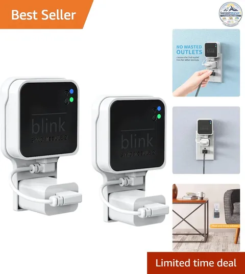 Outlet Wall Mount 2 Pack for Blink Sync Module Short Cable Plastic Bracket