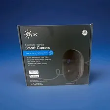 Cync Outdoor Wired Smart Camera 2K HD Wi-Fi Black Night Vision Motion/Person 1