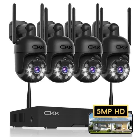 [360° View] 3K Wireless Security System, 4pcs 5MP PTZ Cameras Outdoor Indoor,...