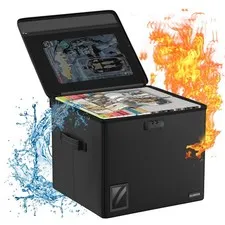 Comic Book Storage - Fireproof & Water-Resistant Stackable Box with Zipper Me...