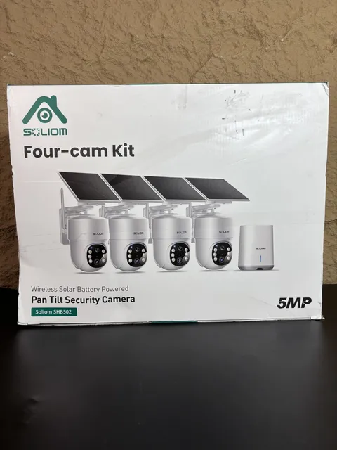 Soliom SHB502 Four-Cam Kit 5MP Wireless Solar Pan Tilt Security Cameras HomeBase