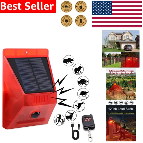 Outdoor Solar Alarm Strobe Light Motion Sensor 129db Waterproof Security