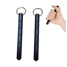 2 Pcs Self Defense Keychain Set,Portable Metal 2-pack of keychain, Black