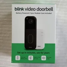 Blink Video Doorbell with Sync Module Core Battery Head-to-Toe HD View Black NIB