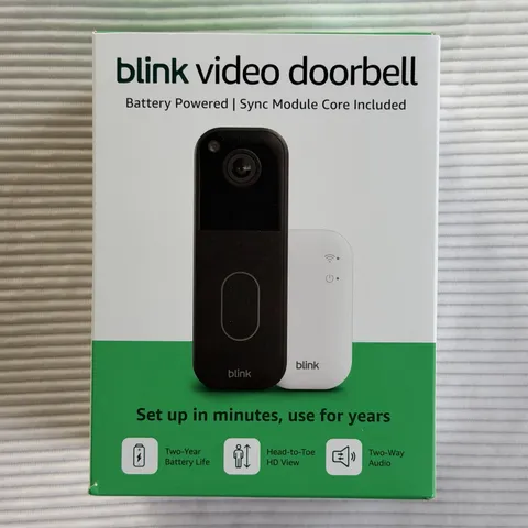 Blink Video Doorbell with Sync Module Core Battery Head-to-Toe HD View Black NIB
