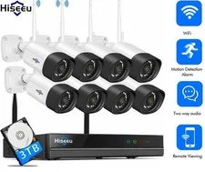Hiseeu 5MP WIFI 8CH IP 2K NVR Outdoor Wireless Security Camera System CCTV Audio