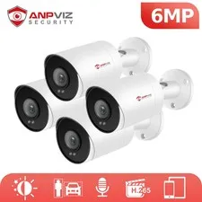 1~4X Anpviz 3K 6MP POE IP Security Camera Outdoor Audio Color Night Vision IP66