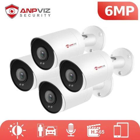 1~4X Anpviz 3K 6MP POE IP Security Camera Outdoor Audio Color Night Vision IP66