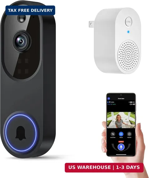 Orbitell 1080P WiFi Video Doorbell Camera, AI Motion Detection, Night Vision
