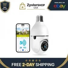 WESECUU Light Bulb Security Camera 2K WiFi Motion Detection Night Vision