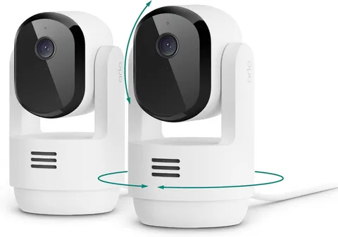 Arlo Essential Indoor Pan Tilt Zoom Security Camera 2K Wired - 2-Cam | 360° Pan