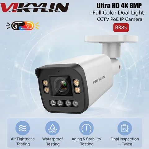 Vikylin 4K 8MP 5X ZOOM Dual Light Full Color Security POE Camera Onvif Outdoor