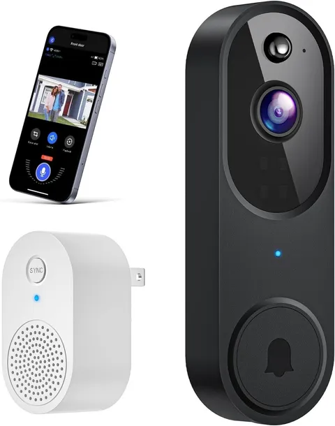 1080P Wi-Fi Video Doorbell Camera with Chime, AI Human Detection, Two-Way Audio