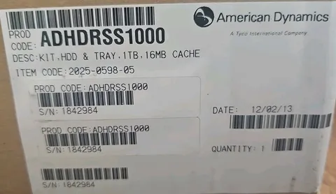 American Dynamics ADHDRSS1000 1TB HDD & Tray Kit DVR NVR 16MB Cache