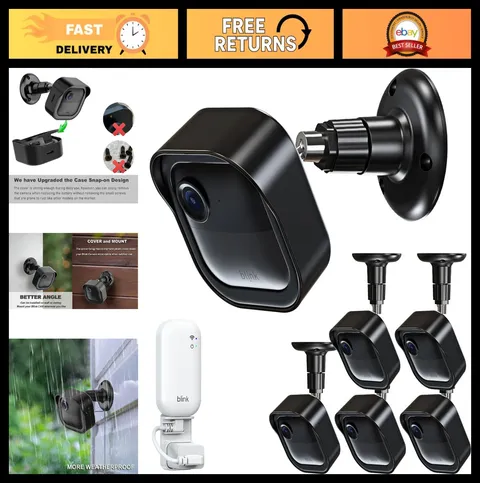 5-Pack Outdoor Camera Mounts with Sync Module Wall Outlet Holder - Black