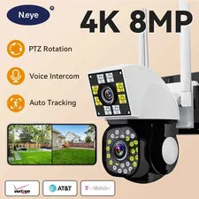 4K/8MP Wireless WiFi Camera 1080P Dual Lens Dual Screen Outdoor Home Head IP Cam