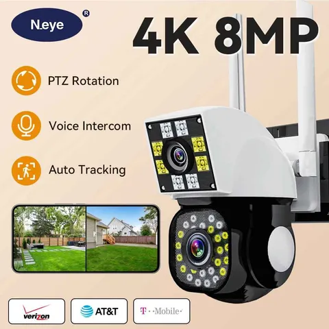 4K/8MP Wireless WiFi Camera 1080P Dual Lens Dual Screen Outdoor Home Head IP Cam
