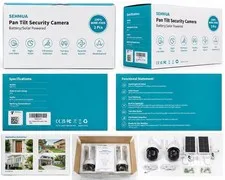 SEHMUA 2 Pack Wireless Solar Security Camera Pan Tilt WiFi IP65 2-Way Audio