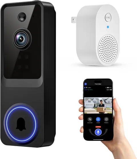 1080P Wireless Home Security Doorbell Camera with Receiver, AI Human Detection,