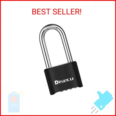 1 Pack disecu Heavy Duty 4 Digit Combination Lock, 2.5 Inch Long Shackle Outdoor